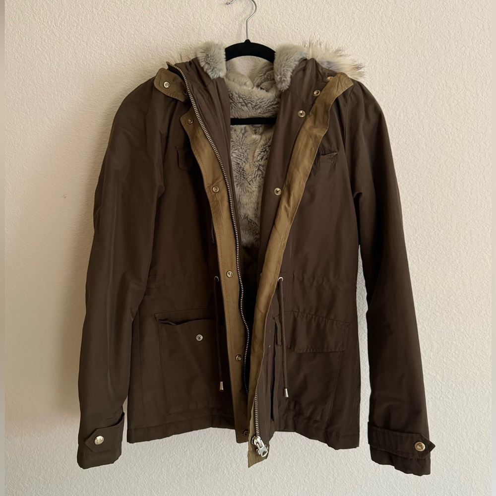 TopShop Hooded Faux Fur Jacket